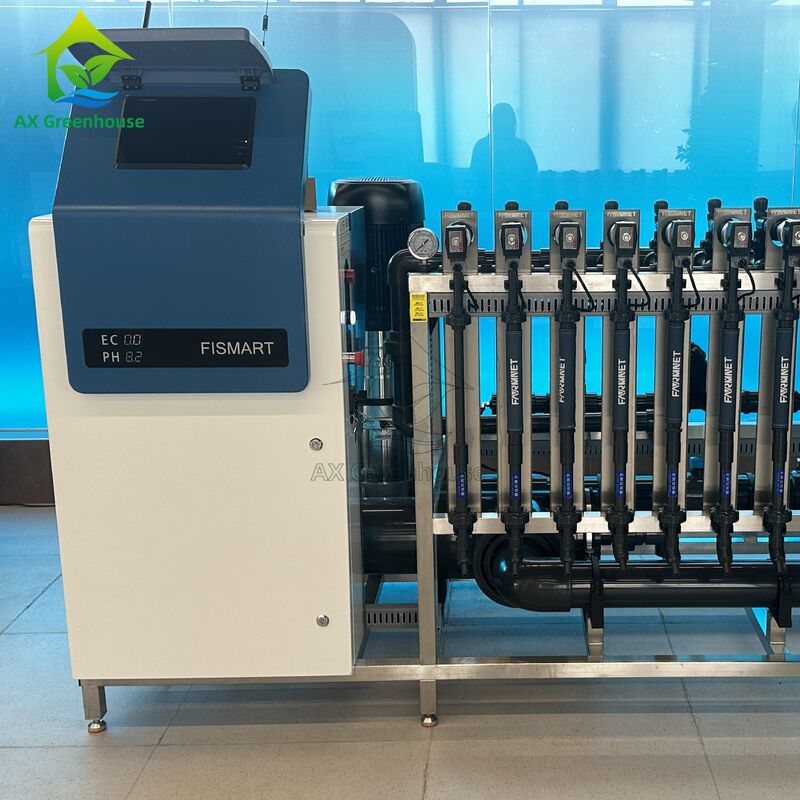 آلة FISMART-C للسماد للري بالتنقيط مع 9 قنوات سماد 304 إطار من الفولاذ المقاوم للصدأ والتحكم الدقيق في EC / PH